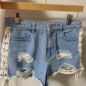 Lace Up Jean Shorts Forever 21 Size 25